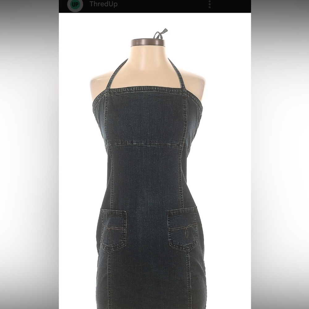 TILT Dark Denim Strapless Halter Dress